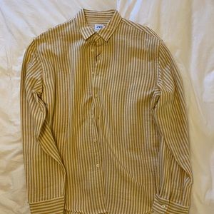 Zara Mustard and White Stripe Button Down Shirt. Unworn with tags on.